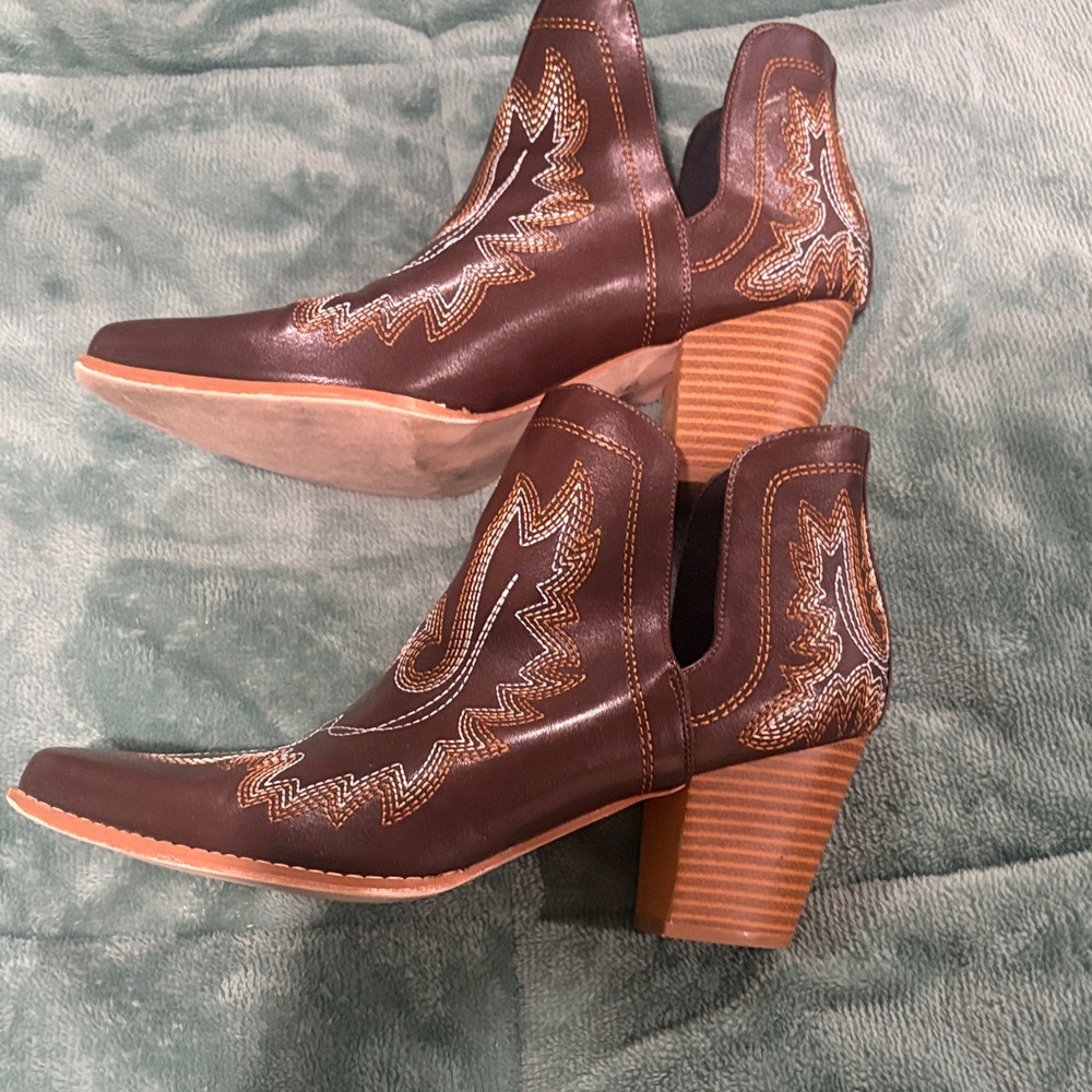 Brown Western Ankle Boots